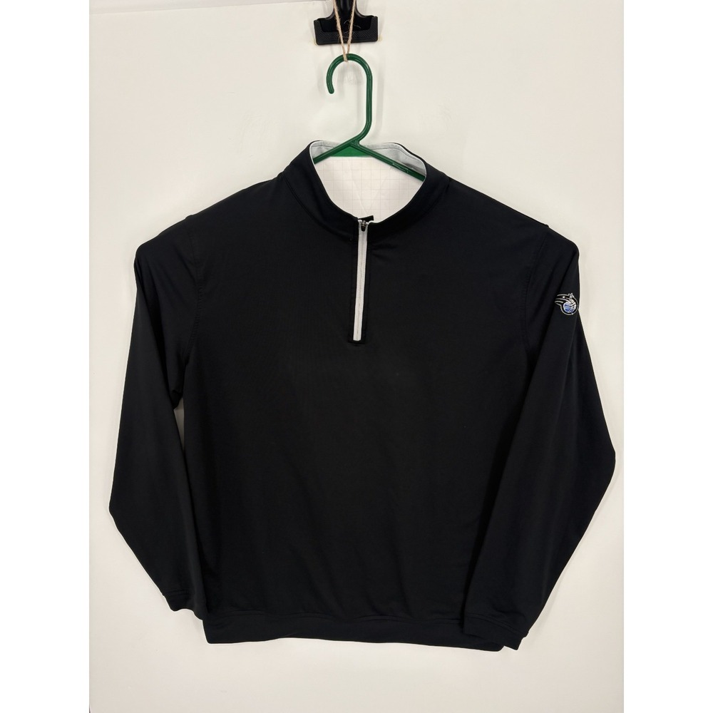 Peter Millar Men's Wicking Black 1/4 Zip Performance Pullover, Orlando Magic, XL